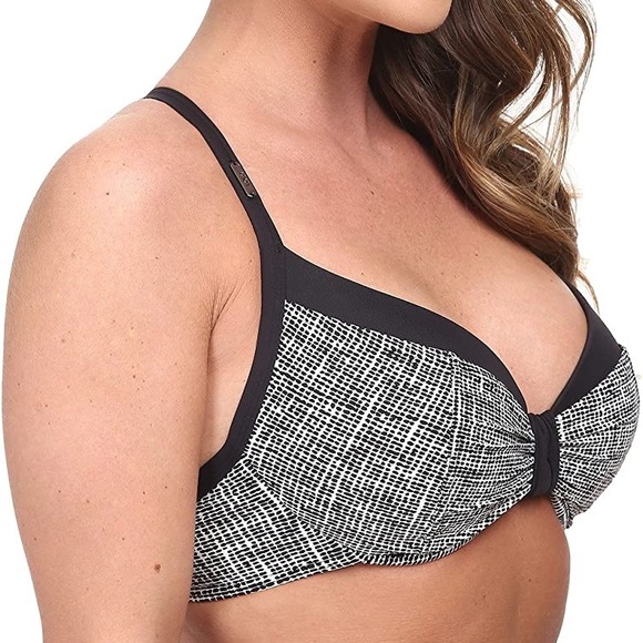 NWOT Lolë Maldives D-Cup Bikini Top in Black and Grey, S - Picture 1 of 12